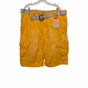 Vintage Kilogram Cargo Shorts Skater Baggy Combat Harlem Yellow Belted 40 NWT